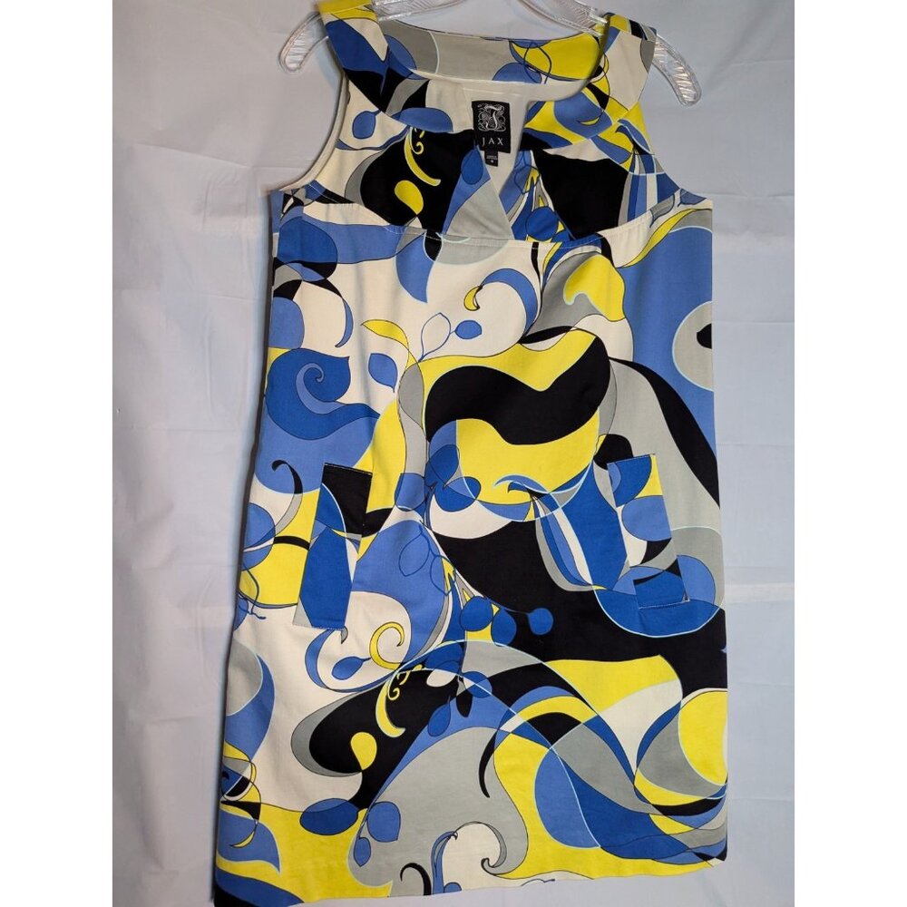 Jax Women's Sheath Sleeveless Knee Length Dress Sz 6 Artsy Colorful Geometric